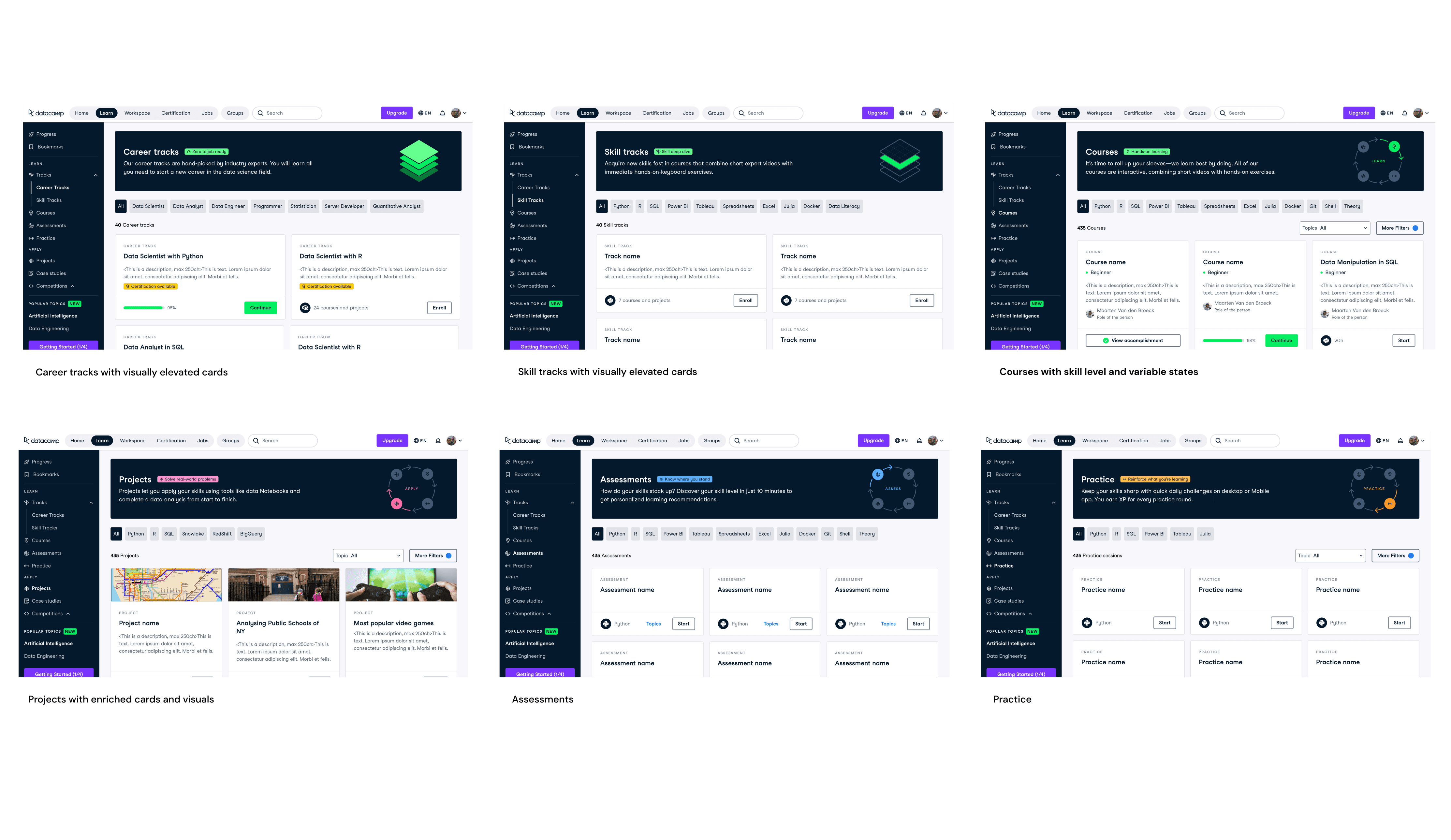 All redesigned catalog pages overview