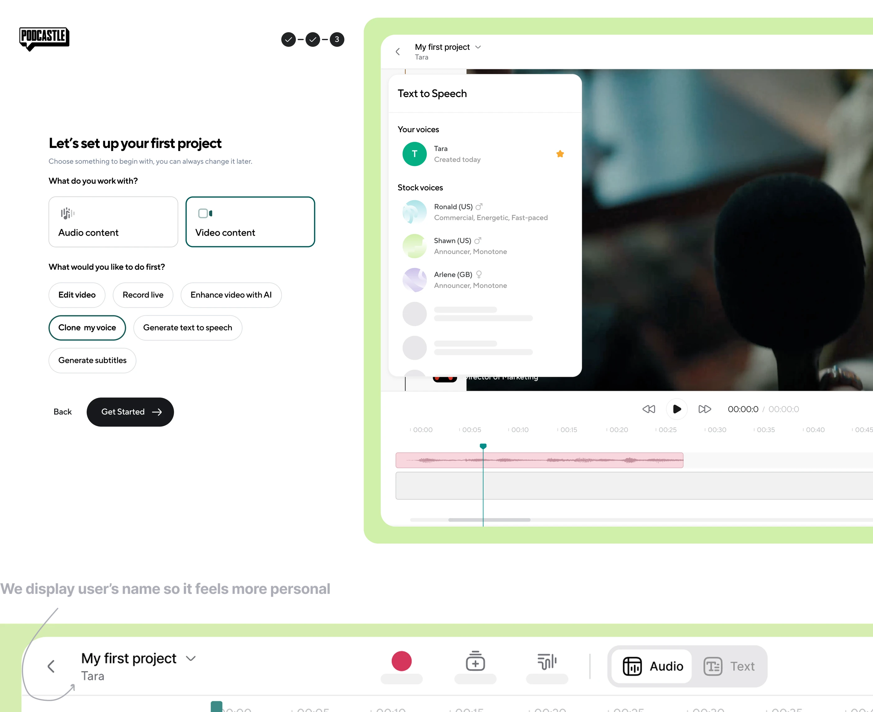 Triage step directing users into specific parts of the platform