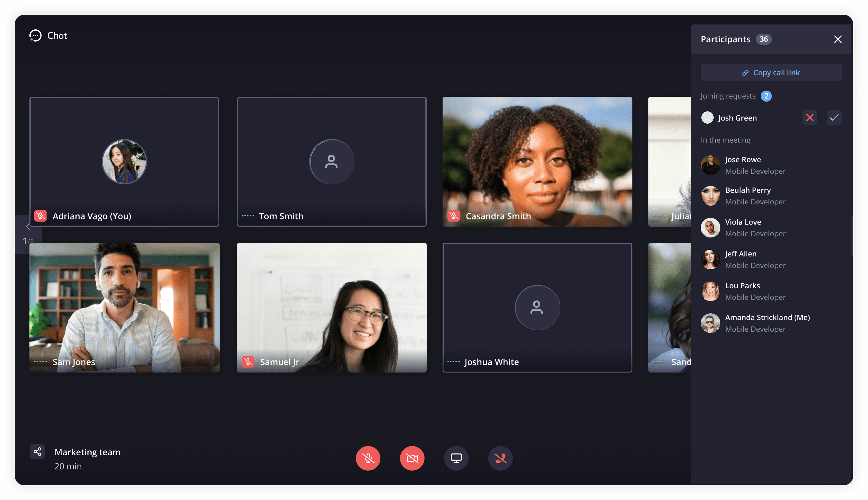 Integrated Teamwork video calls result