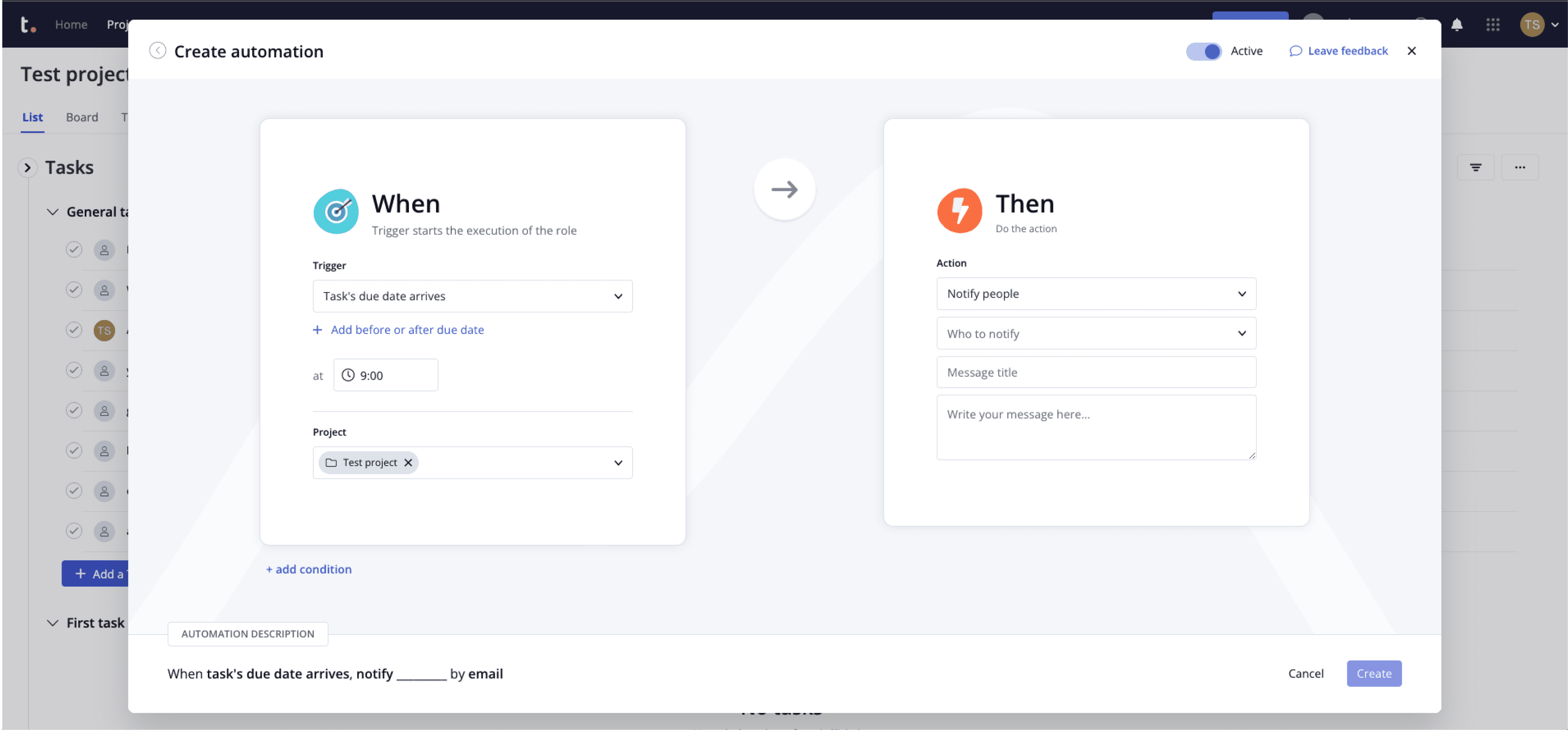 Manual automation builder with triggers and actions